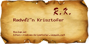 Radván Krisztofer névjegykártya
