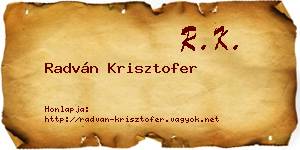 Radván Krisztofer névjegykártya